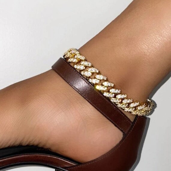 Cuban Anklet 12mm Link Anklet Iced Out 