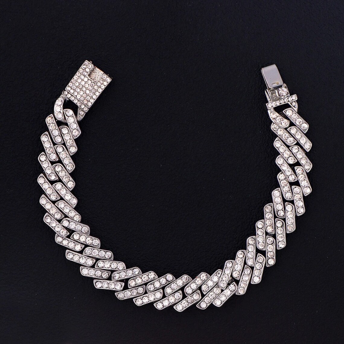 Cuban Anklet 12mm Link Anklet Iced Out Anklet Gold Color Etsy