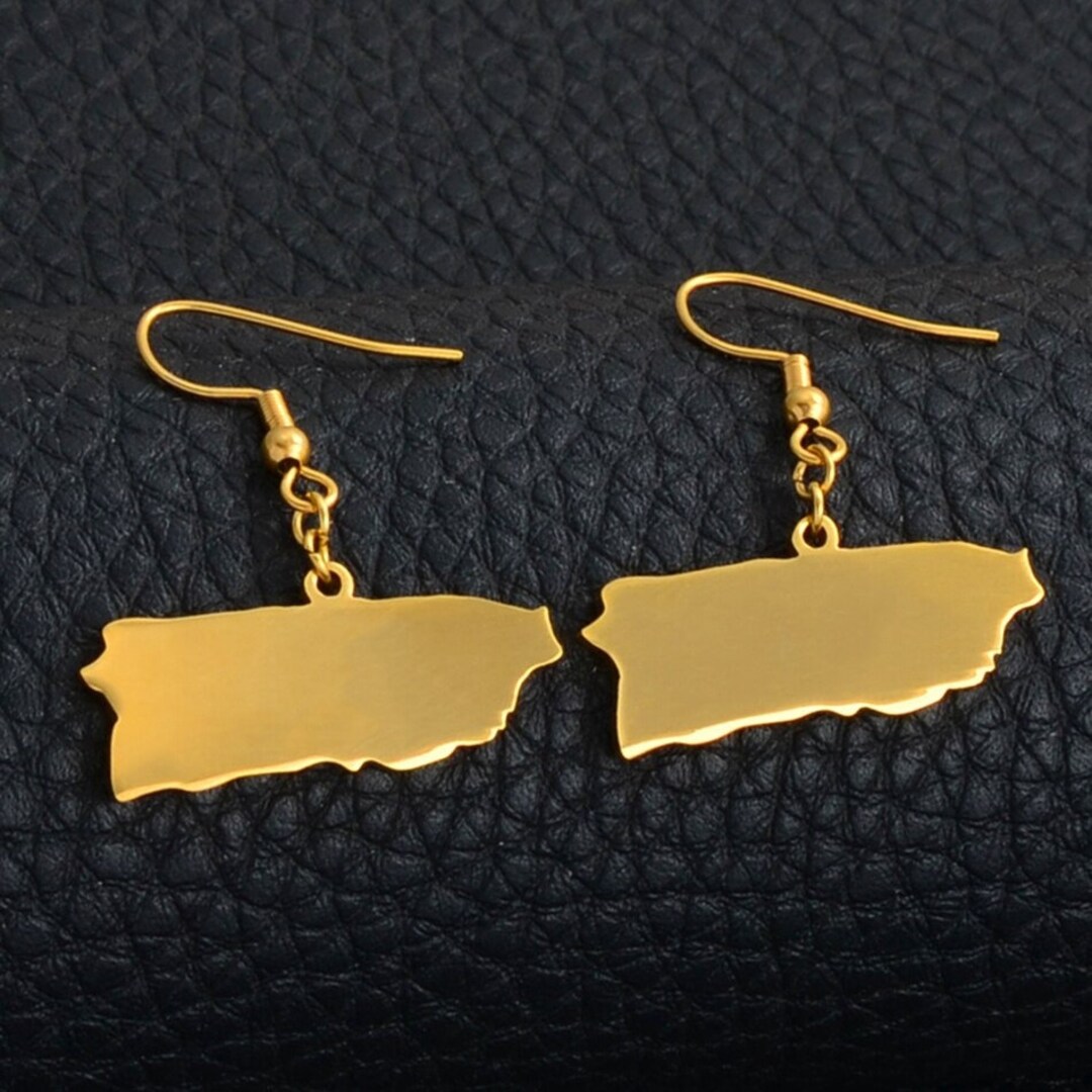 Puerto Rico 18K Gold Plated Earrings / Puerto Rico Jewelry / Etsy