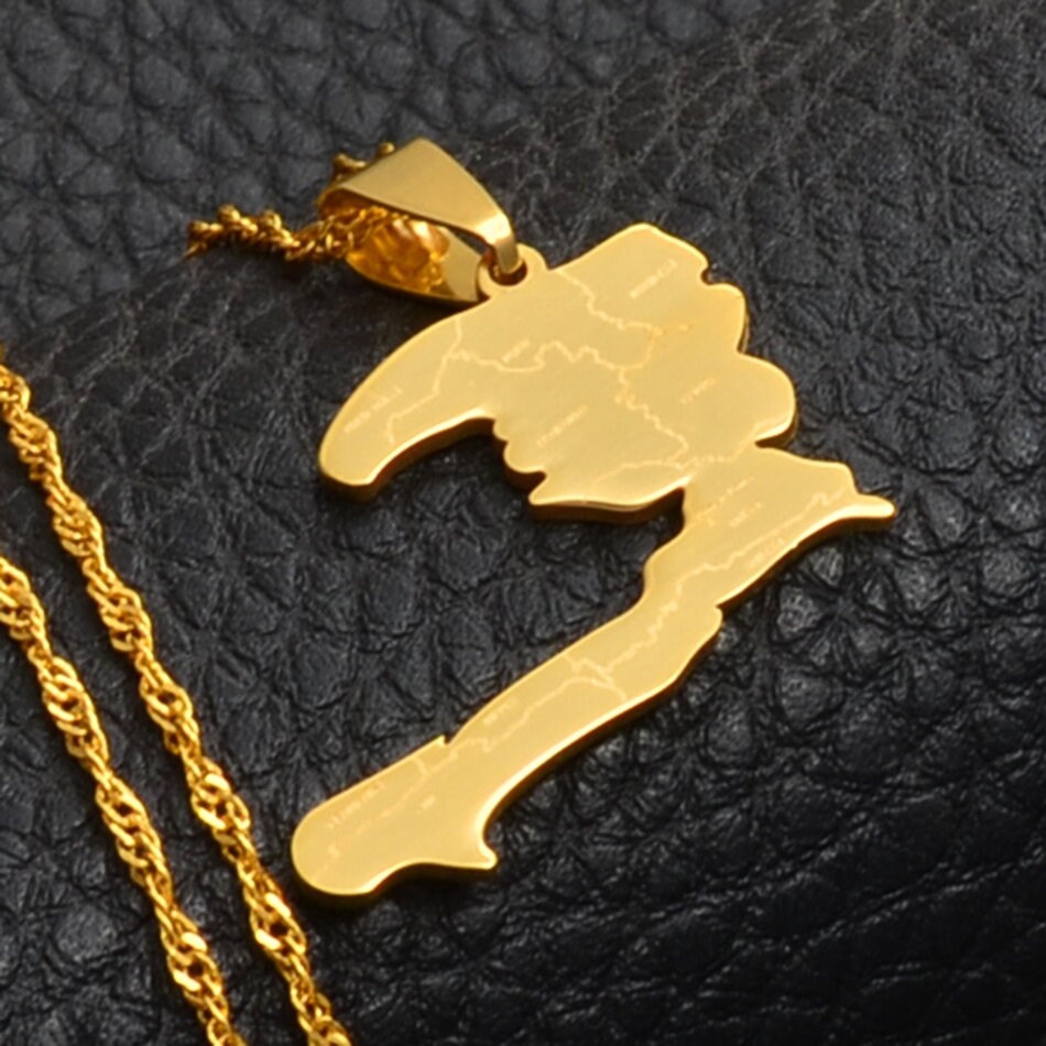 18K Gold Plated Haiti Map Necklace Haiti Necklacehaiti Etsy
