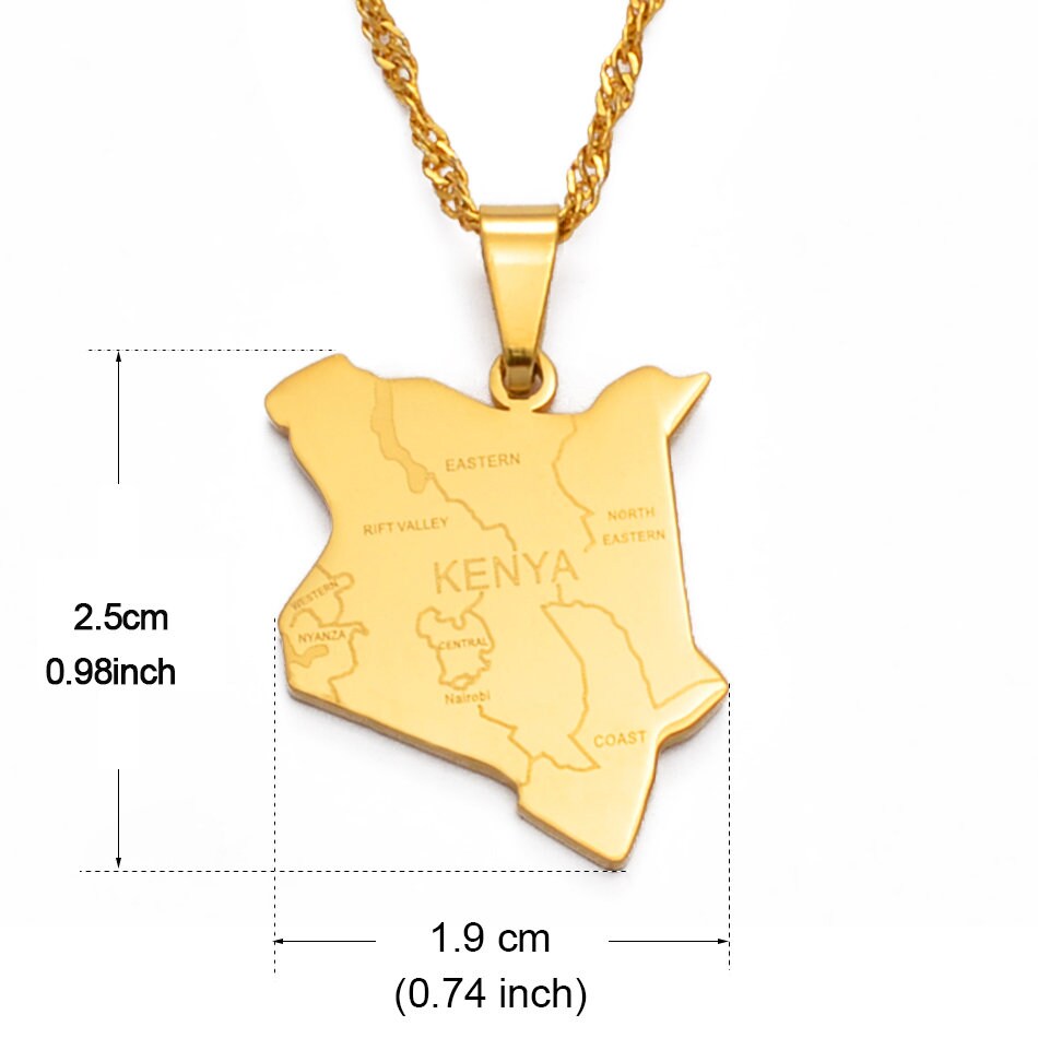18K Gold Plated Kenya Necklace Kenya Necklace Kenya Map Etsy