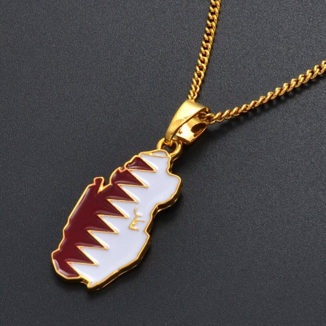 Qatar 18K Gold Plated Necklace / Qatar Jewelry / Qatar Pendant Etsy
