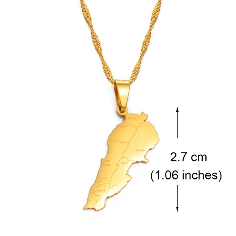 18K Gold Plated Lebanon Necklace / Lebanon Jewelry / Lebanon Etsy
