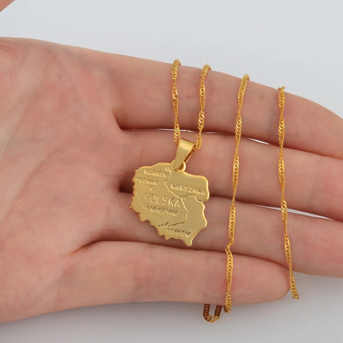 18K Gold Plated Poland Map Necklace Poland necklace Poland Etsy