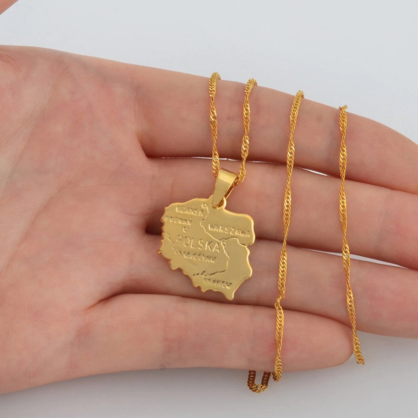 18K Gold Plated Poland Map Necklace Poland necklace Poland Etsy