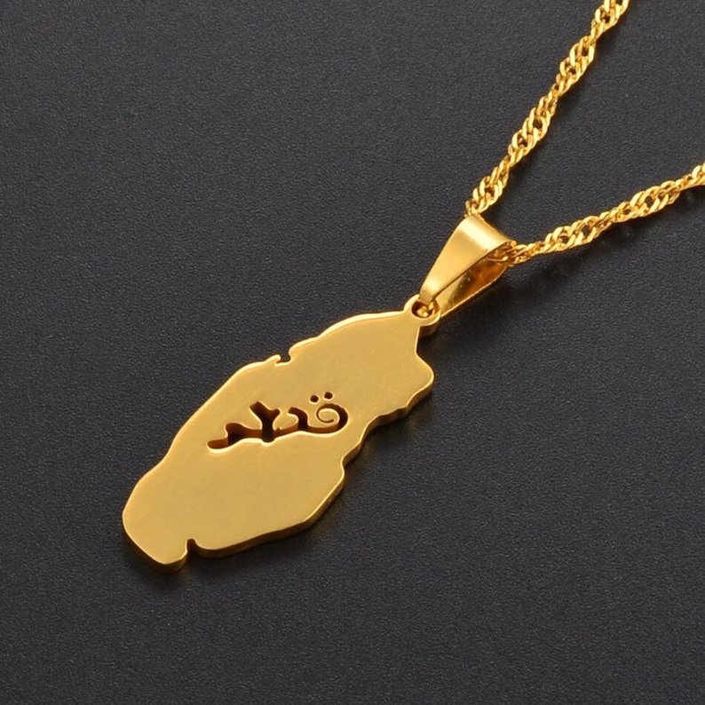 Qatar 18K Gold Plated Necklace / Qatar Jewelry / Qatar Pendant Etsy