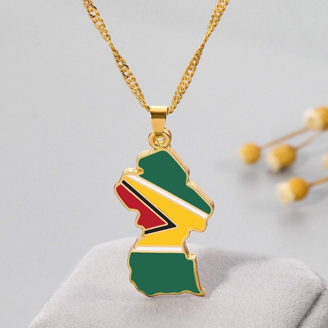 Guyana 18K Gold Plated Necklace / Guyana Jewelry / Guyana Etsy