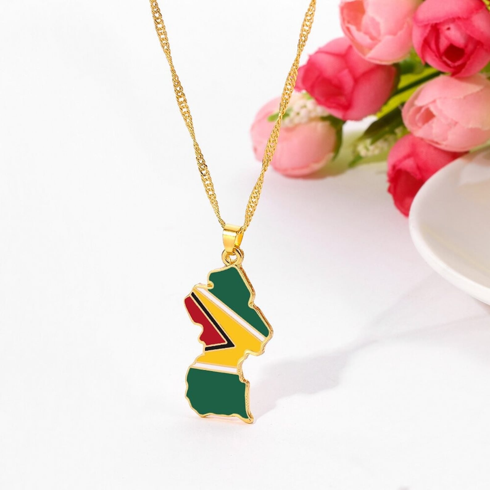 Guyana 18K Gold Plated Necklace / Guyana Jewelry / Guyana Etsy