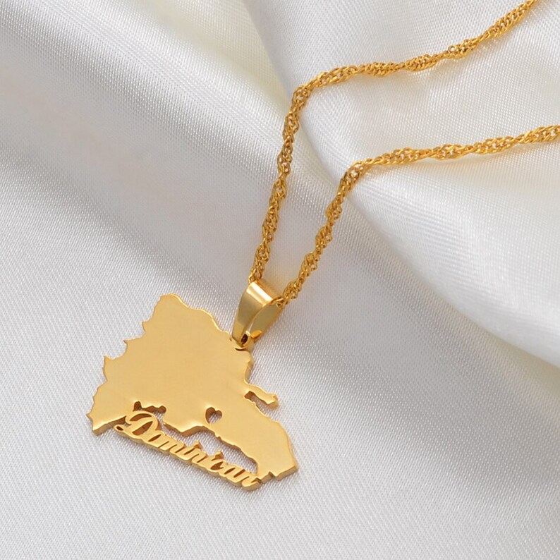 18K Gold Plated Dominican Republic Map Necklace Dominican Etsy UK