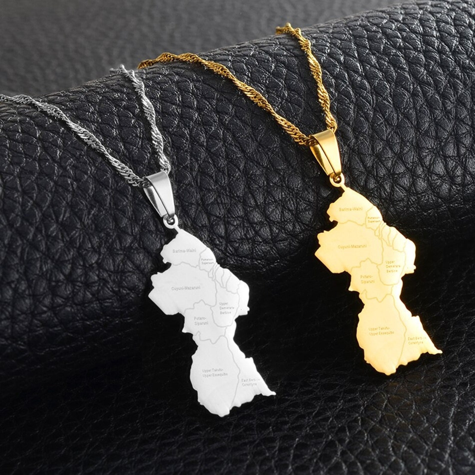 Guyana 18K Gold Plated Necklace / Guyana Ring / Guyana Gift /  Etsy
