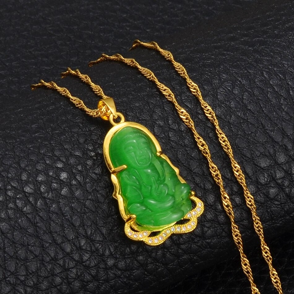 Macy's Sterling Silver Necklace, Jade Carved Buddha Pendant - Macy's