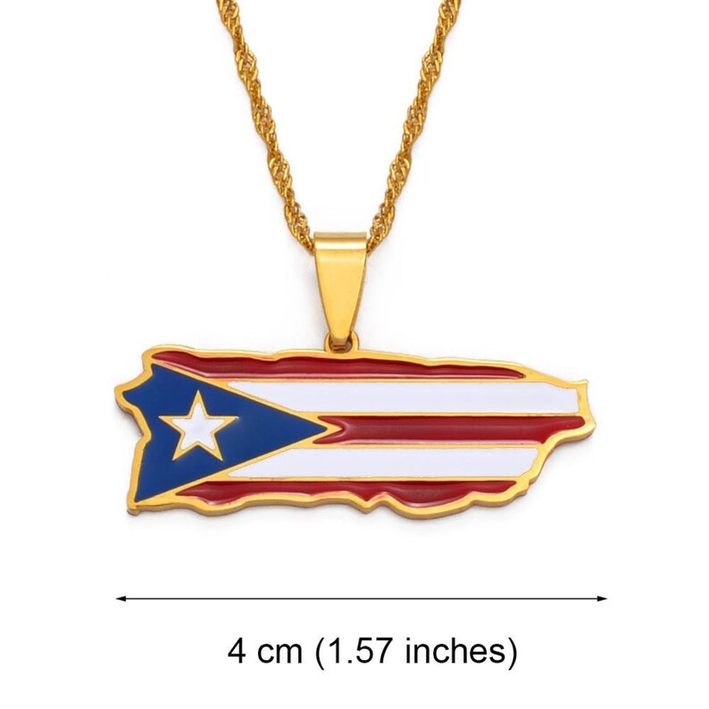 18K Goldplated Puerto Rico Flag Necklace / Charmed Jewelry Etsy