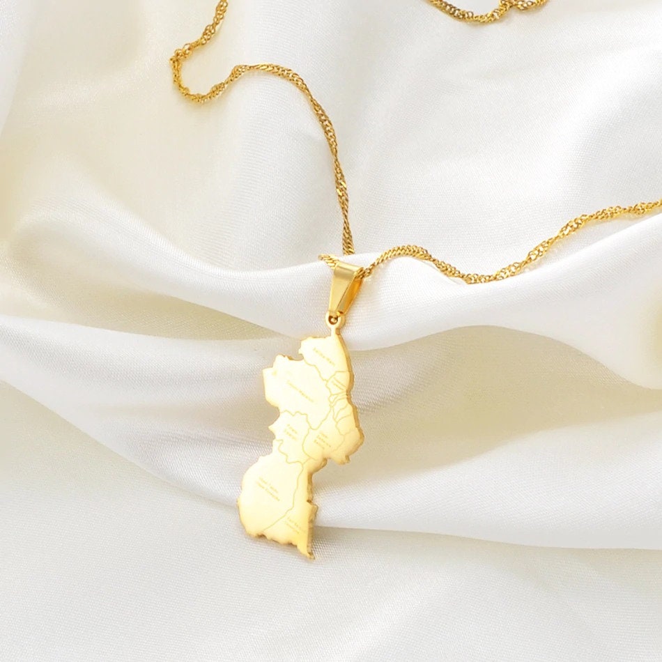 Guyana 18K Gold Plated Necklace / Guyana Ring / Guyana Gift / Etsy