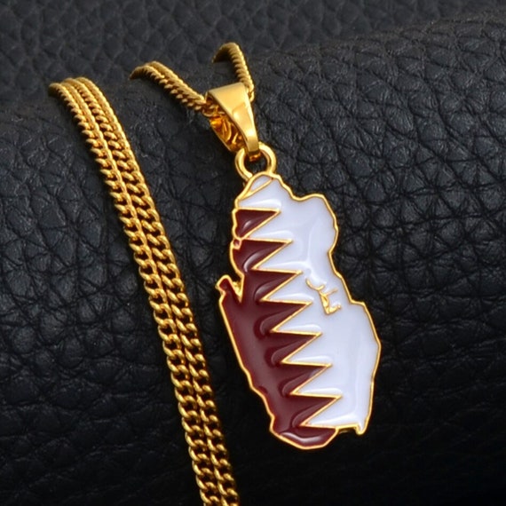 Qatar 18K Gold Plated Necklace / Qatar Jewelry / Qatar Pendant Etsy
