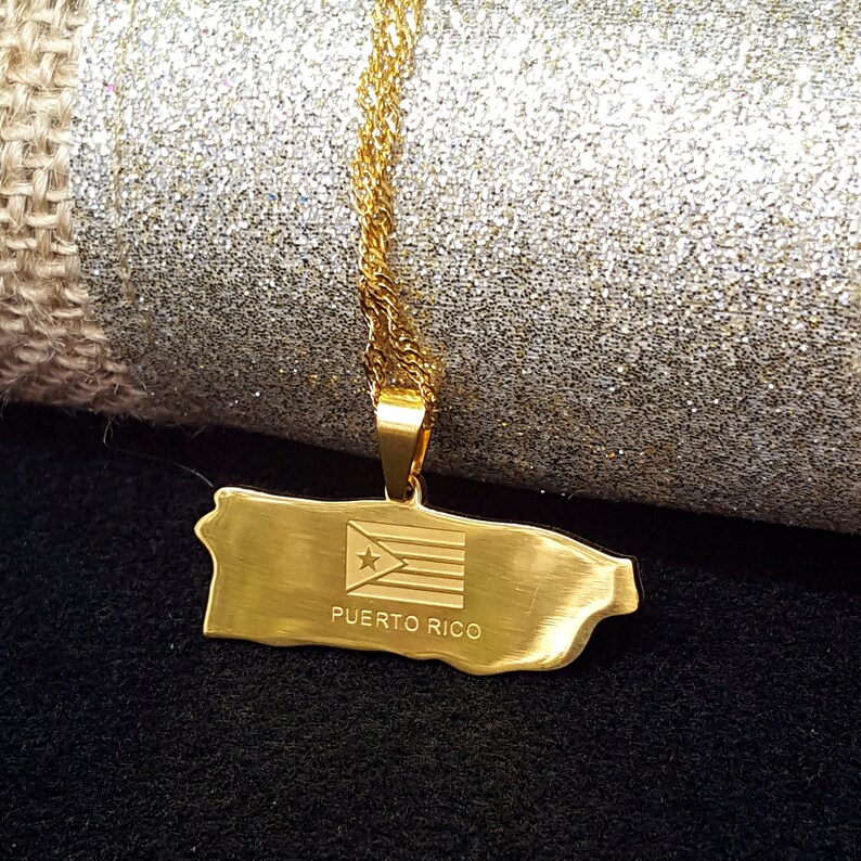 18K Gold Plated Puerto Rico Necklace puerto Rico Pride Etsy