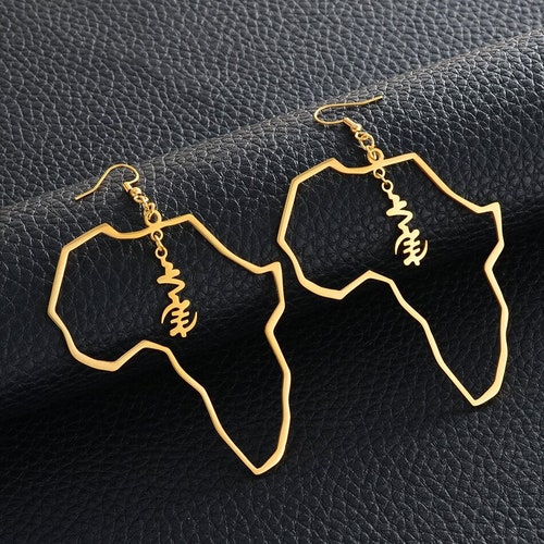 African Adinkra Gye Nyame 18K Gold Plated Earrings / African - Etsy
