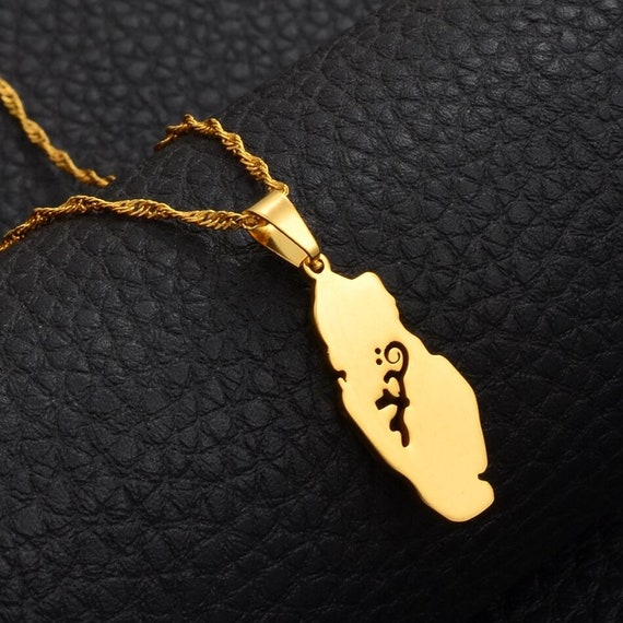 Qatar 18K Gold Plated Necklace / Qatar Jewelry / Qatar Pendant Etsy