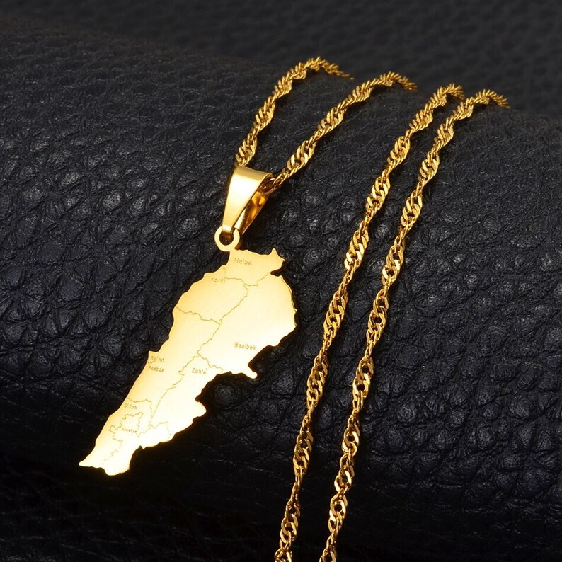 18K Gold Plated Lebanon Necklace / Lebanon Jewelry / Lebanon Etsy