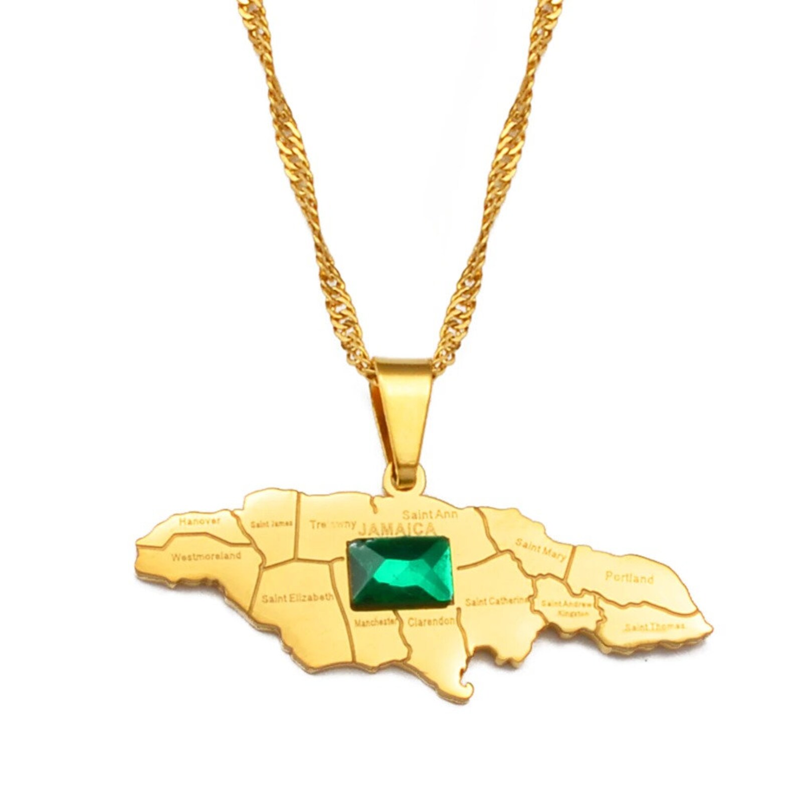 18K Gold Plated Jamaica Map Necklace Jamaica Flag Jamaica Etsy