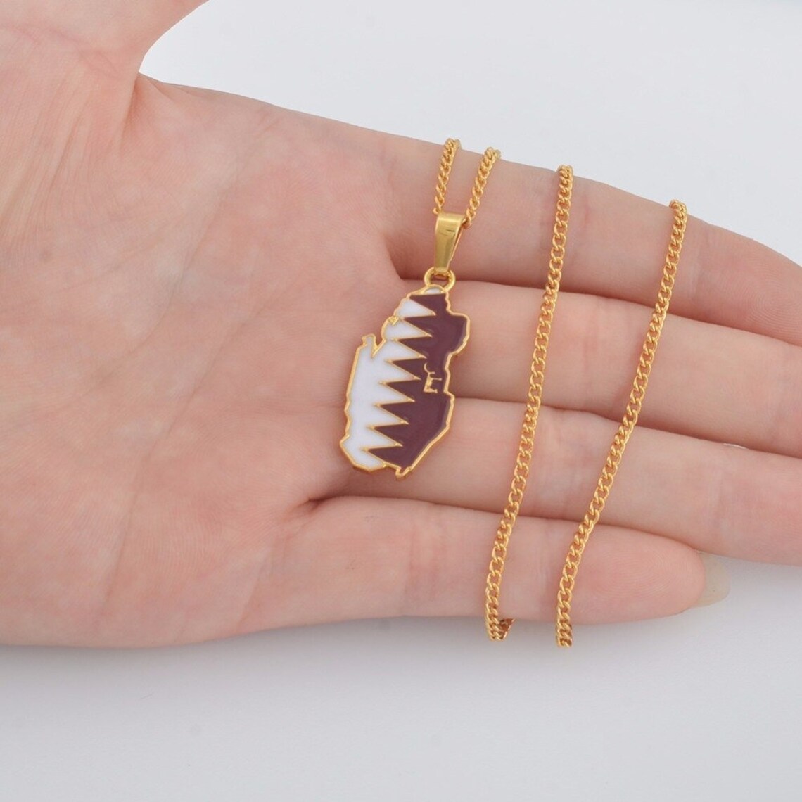 Qatar 18K Gold Plated Necklace / Qatar Jewelry / Qatar Pendant Etsy