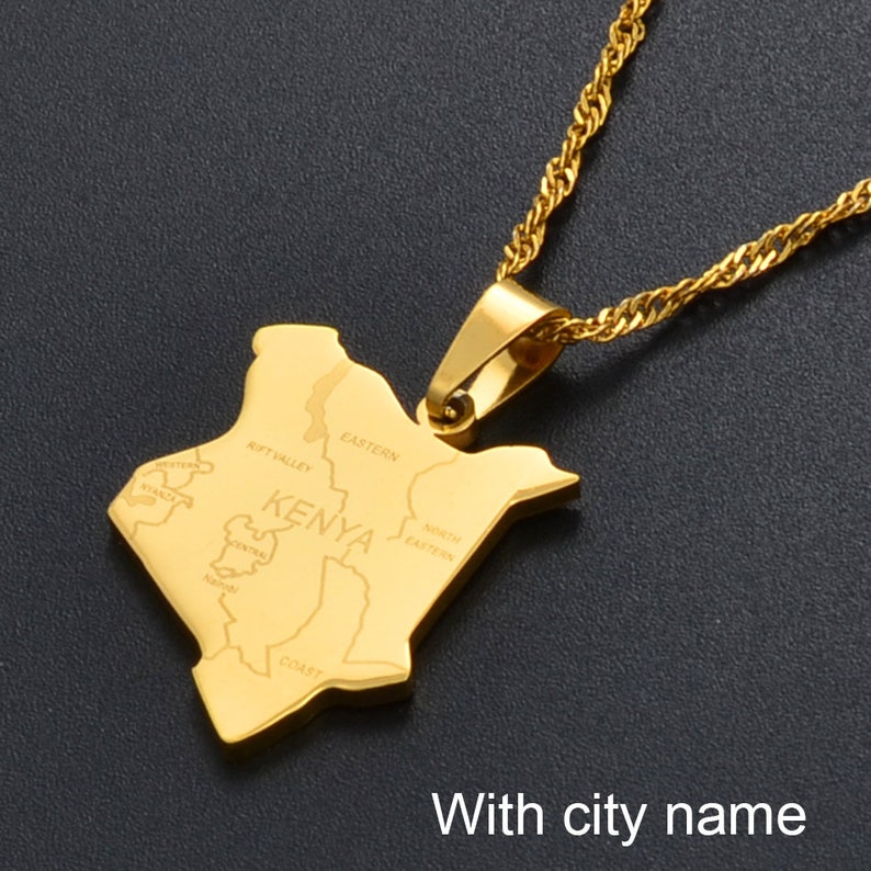 18K Gold Plated Kenya necklace kenya necklace kenya map Etsy