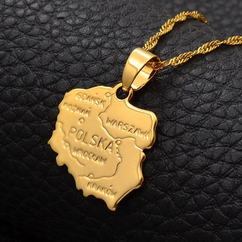 18K Gold Plated Poland Map Necklace Poland Necklace Poland Etsy