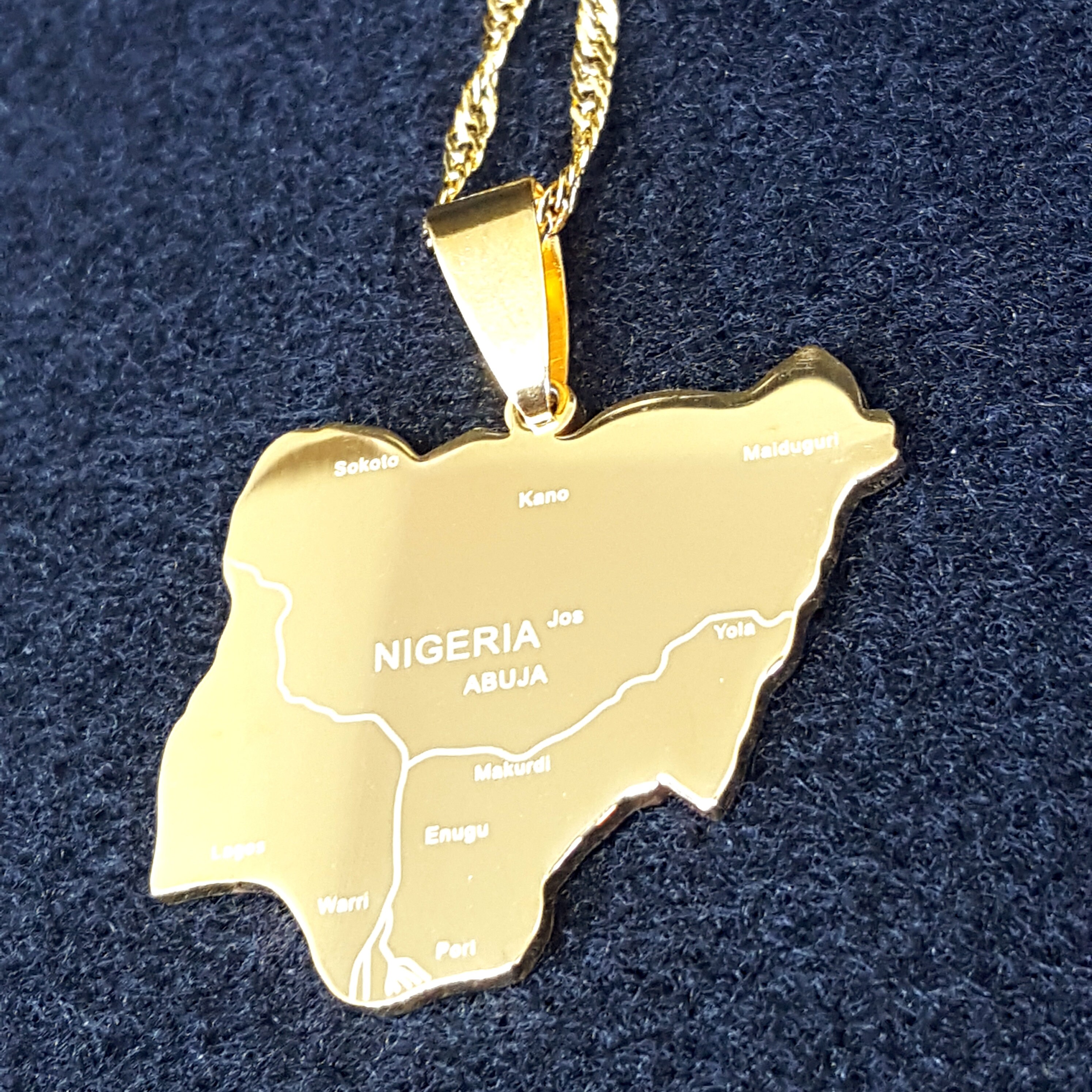 18K Gold Plated Nigeria necklace nigerian flag nigeria Etsy