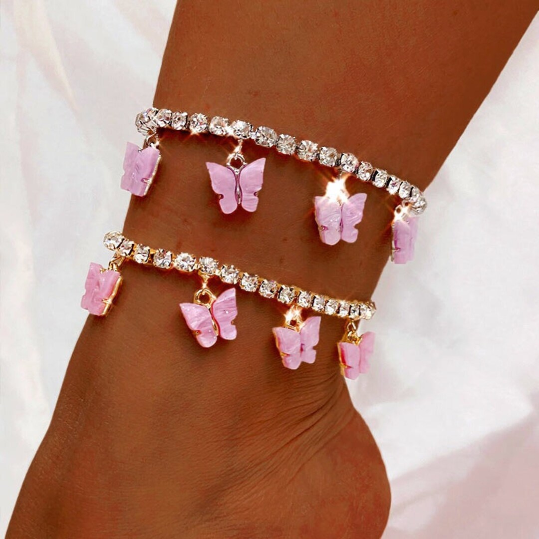 Butterfly tennis anklet Iced out Anklet cz tennis Butterfly - Etsy Italia