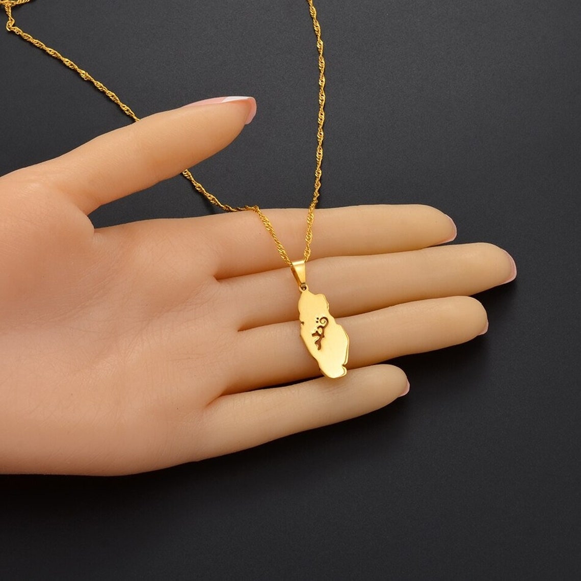 Qatar 18K Gold Plated Necklace / Qatar Jewelry / Qatar Pendant Etsy