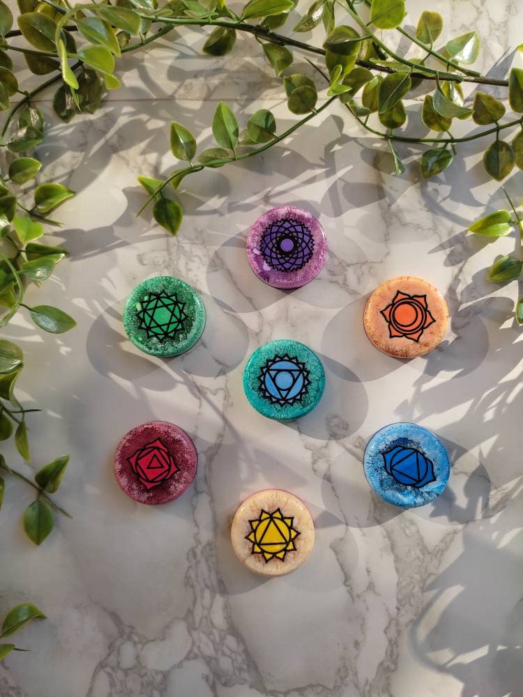 Éléments Pour Méditation en Résine 7 Chakras Yoga Hippie Boho