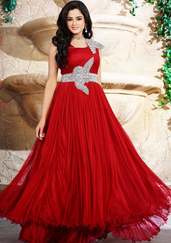 Designer Red Georgette Gown