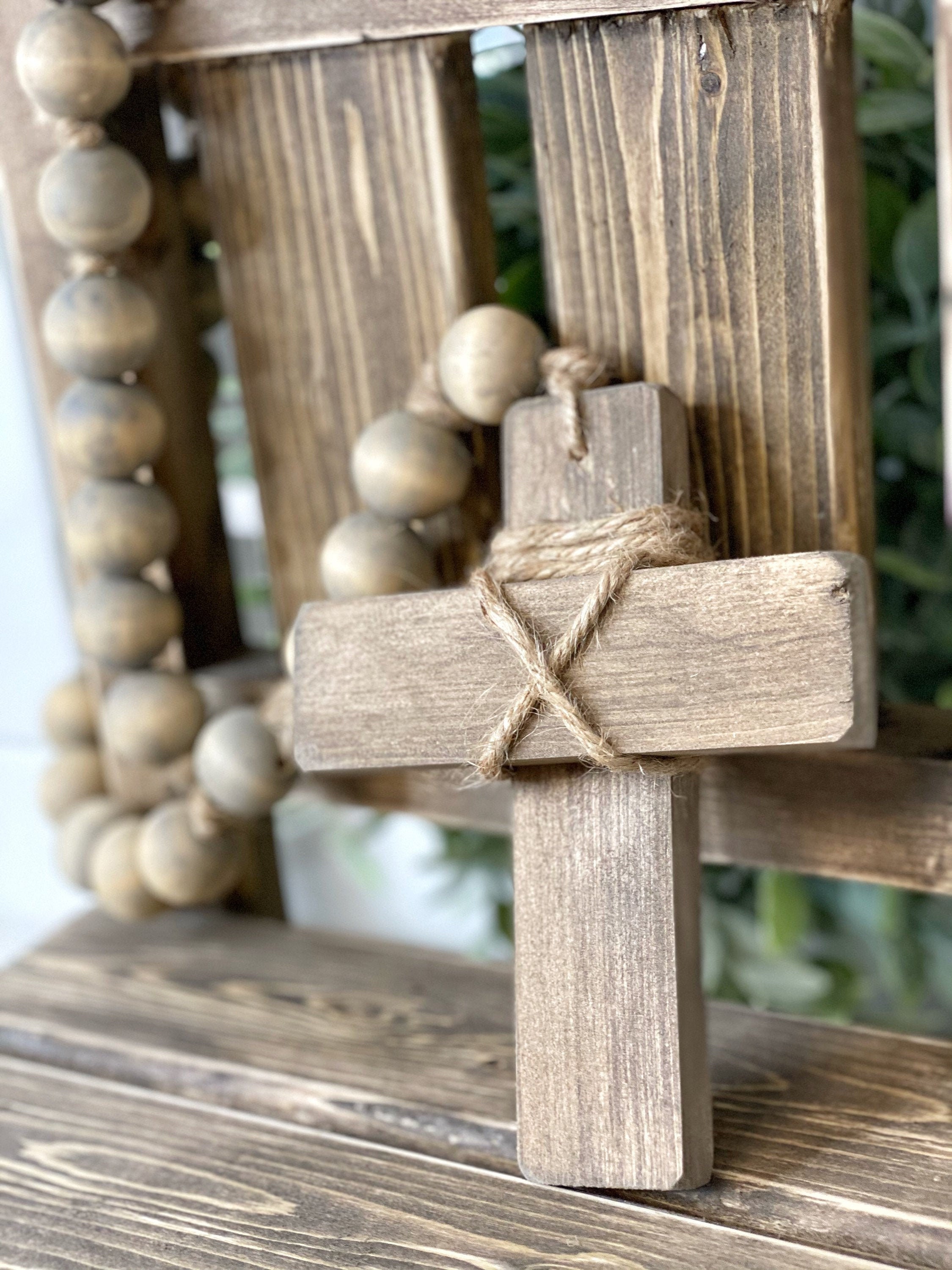 Rosary Inspired Chunky Beaded Garland Cross Garland Etsy