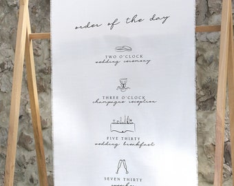 Wedding Order of The Day Welcome Sign - Order of Events Linen Sign - Order of Service Fabric - Capri Collection