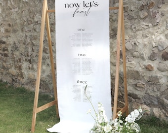 Wedding Table Plan - Wedding Seating Chart - Modern Fabric Wedding Banner - Feasting Banner - The Typist Collection