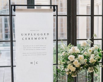 Wedding Unplugged Ceremony Sign - Linen Wedding Banner - Wedding Sign - Linen Banner with Initials - Middleton Collection