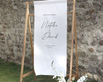 Wedding Fabric Welcome Sign Banner Calligraphy Print