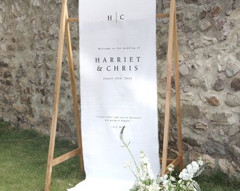 Wedding Welcome Sign - Cotton Wedding Banner - Wedding Sign With Quote- Linen Banner with Initials - Middleton Collection