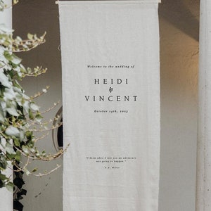 Wedding Welcome Sign - Linen Wedding Banner - Fabric Wedding Sign With Quote- Linen Banner with Initials - Middleton Collection