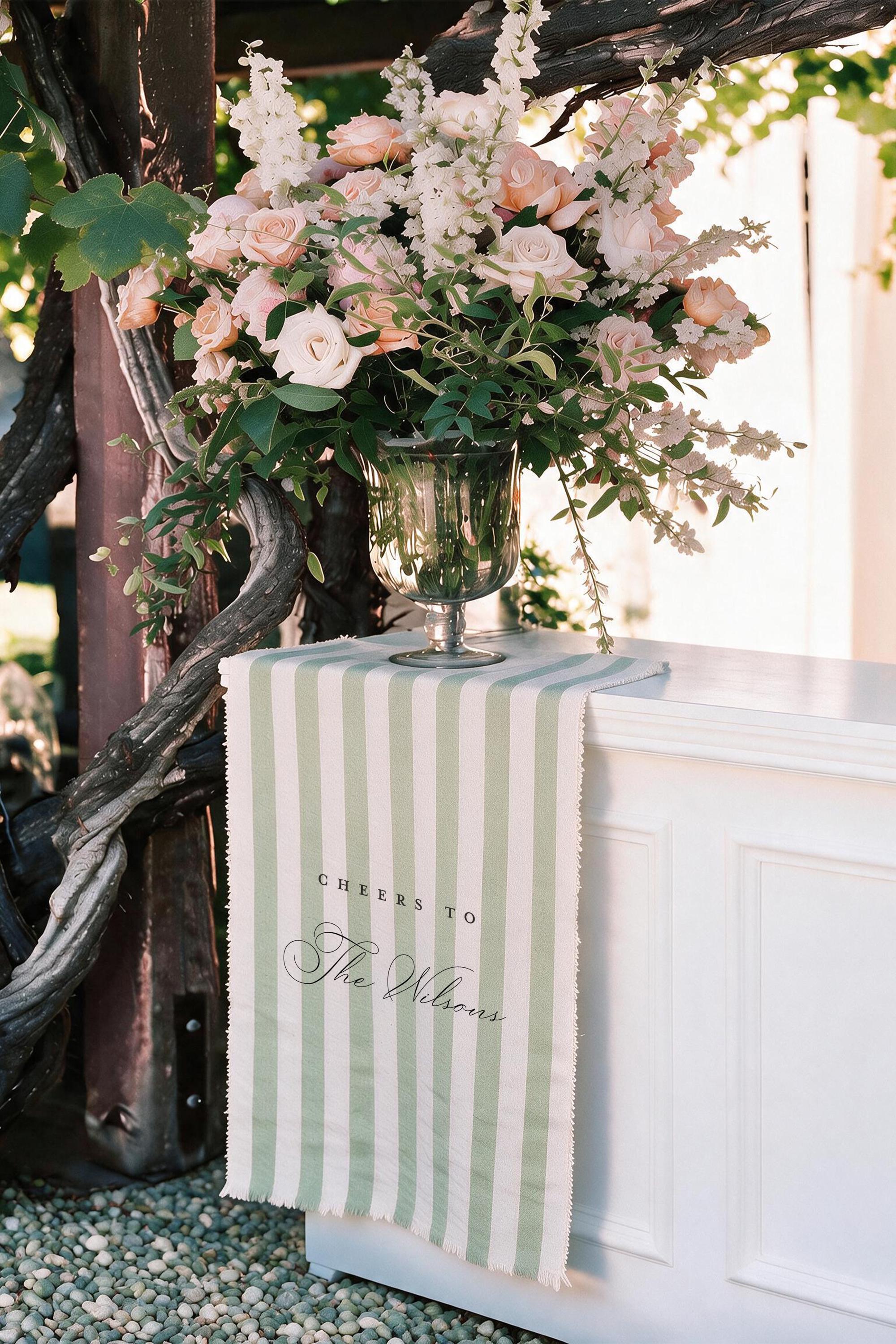 Striped Linen Wedding Bar Sign