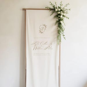 Linen Wedding Welcome Banner: Custom Wedding Crest, Cotswolds Collection