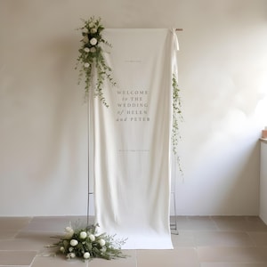 Wedding Welcome Sign - Cotton Wedding Banner - Wedding Sign With Quote- Linen Banner with Names - Middleton Collection