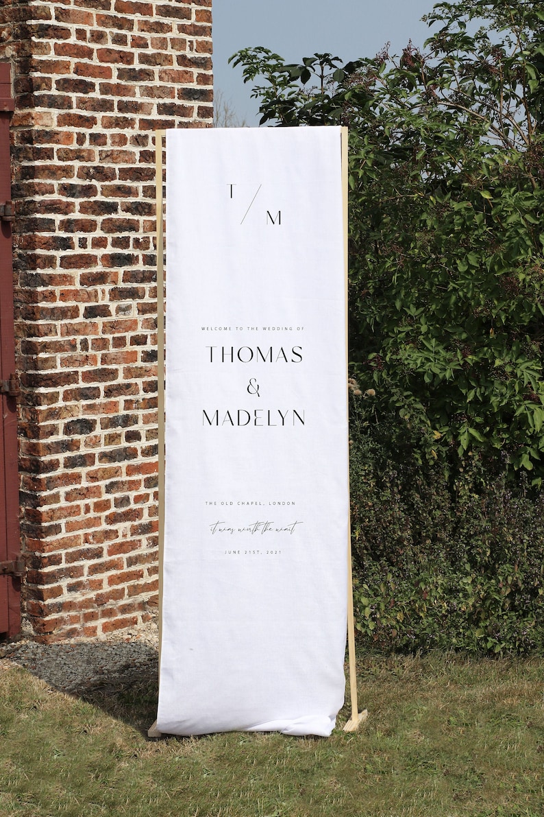 Linen Banner Wedding Welcome Sign Cotton wedding Sign Fabric Sign Cotton Wedding Banner
