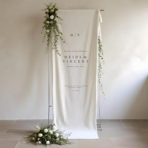 Wedding Welcome Sign - Cotton Wedding Banner - Wedding Sign With Quote- Linen Banner with Initials - Middleton Collection