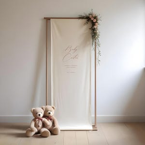 Baby Shower Fabric Welcome Sign Banner - Script Personalised Linen Sign - Baby Shower Sign