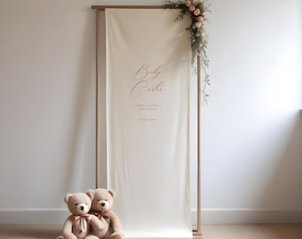 Personalized Linen Baby Shower Welcome Sign Banner