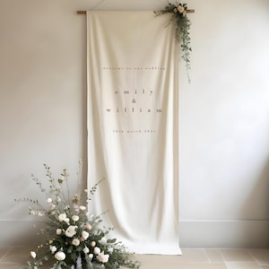 Wedding Welcome Sign - Cotton Wedding Banner - Wedding Sign With Quote- Linen Banner with Initials - August Collection