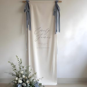 Wedding Fabric Welcome Sign Banner - Script Wedding Names Personalised Linen Sign - The Hoxton Hall Collection