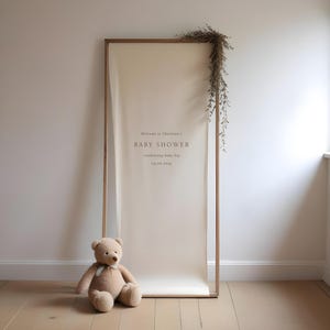 Baby Shower Fabric Welcome Sign Banner - Script Personalised Linen Sign - Baby Shower Sign