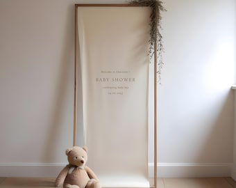 Personalized Linen Baby Shower Welcome Sign Banner