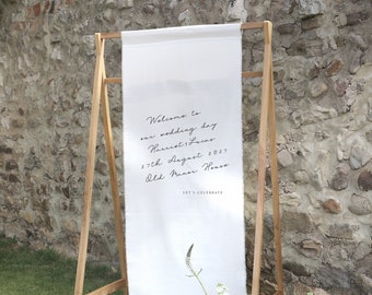 Wedding Welcome Sign - Cotton Wedding Banner - Wedding Sign - Linen Banner with Script Calligraphy - Capri Collection